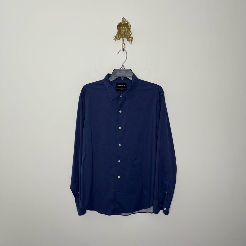Bonobos Men's Slim Fit Long Sleeve Dot Print Button-Front Tech Shirt L